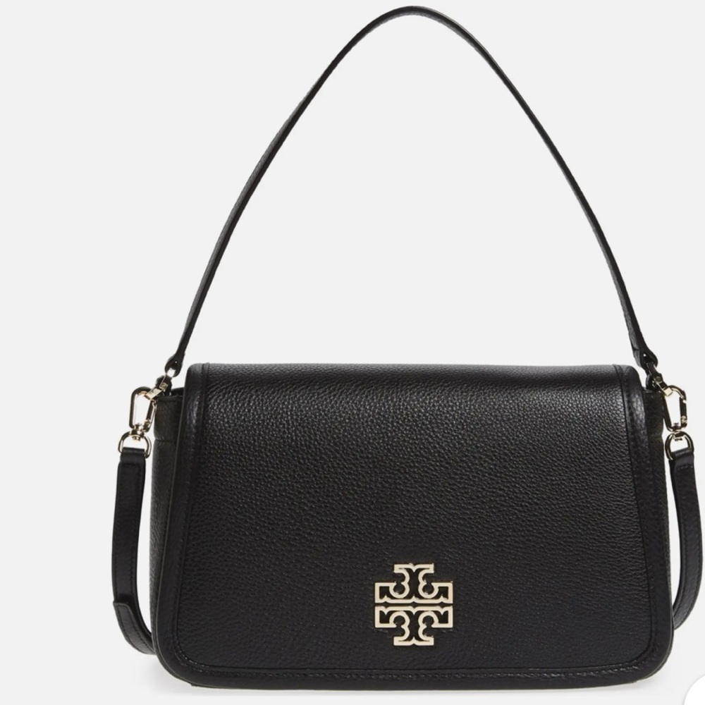 TORY BURCH Britten Black Leather Shoulder Bag